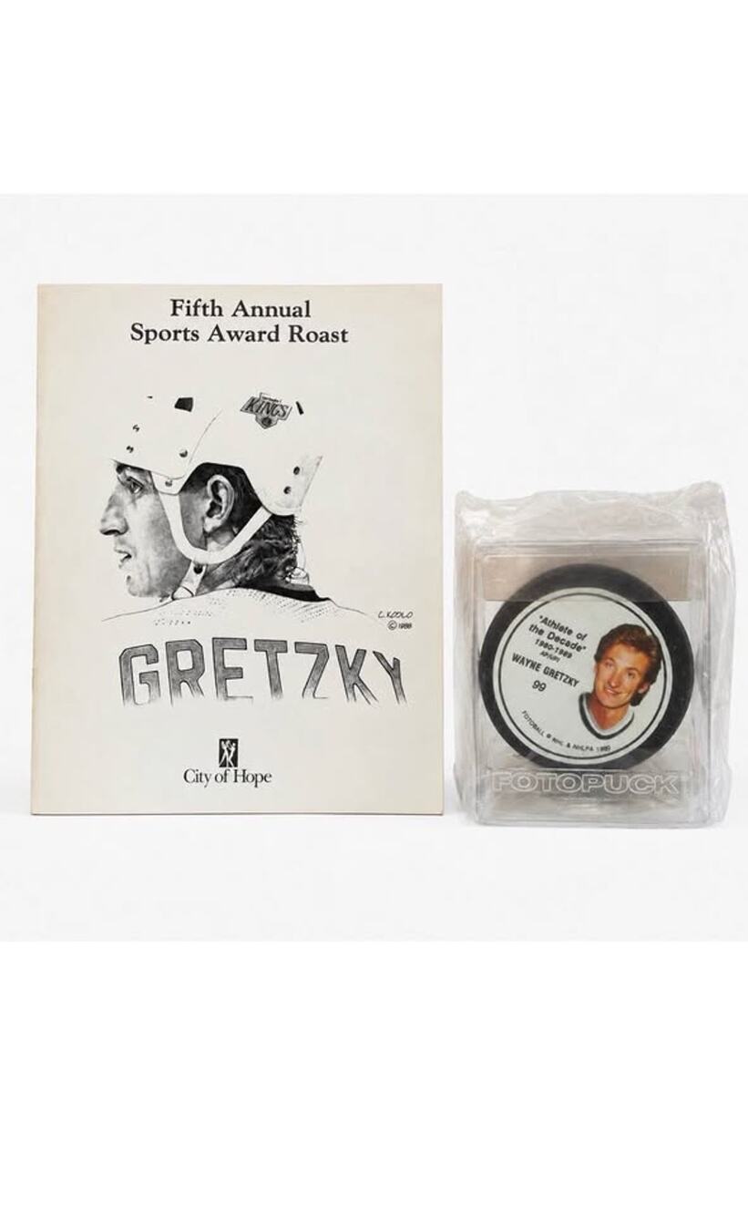 🔥 Wayne Gretzky 1990 City of Hope Program + Fotopuck Athlete of Decade NHL Lot